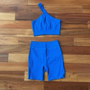Women's Blue One-Shoulder Shorts
Matching Set